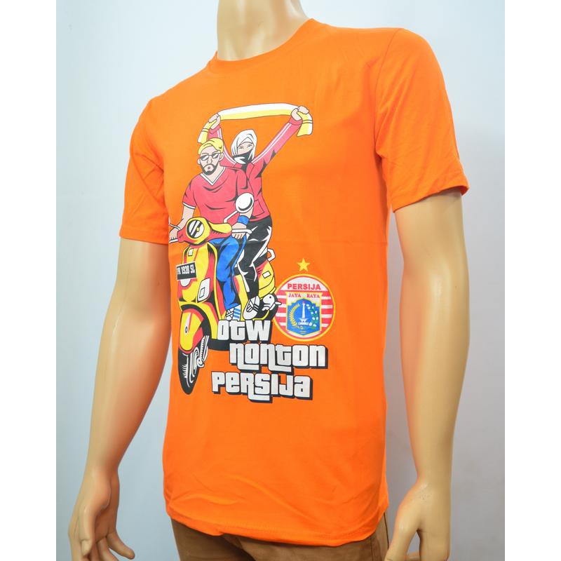  Kaos  Bola  Lokal OTW NONTON PERSIJA  ORANGE Baju Distro Kaos  