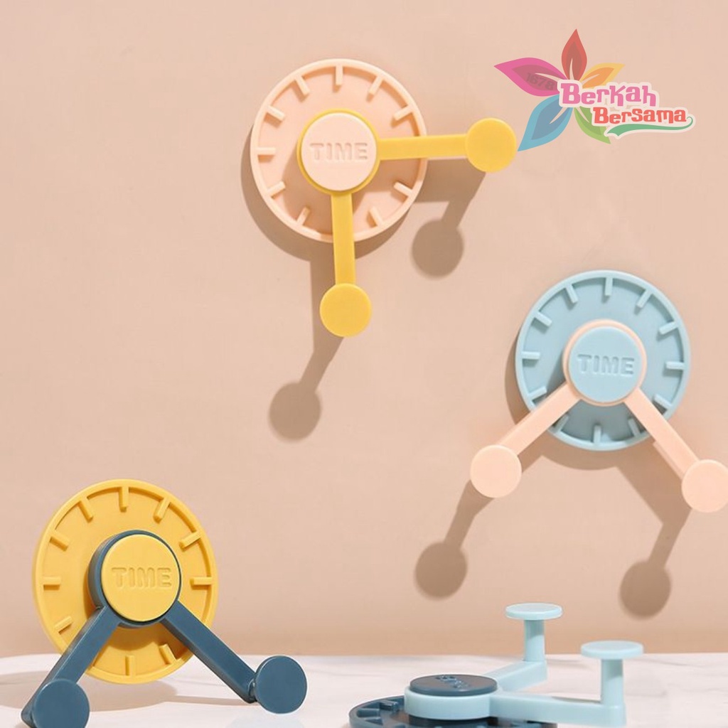 RT104 Gantungan Hanger Hook kunci tempel 2 kait bentuk jam 2 warna rotasi 360ͦͦͦͦ BB6467