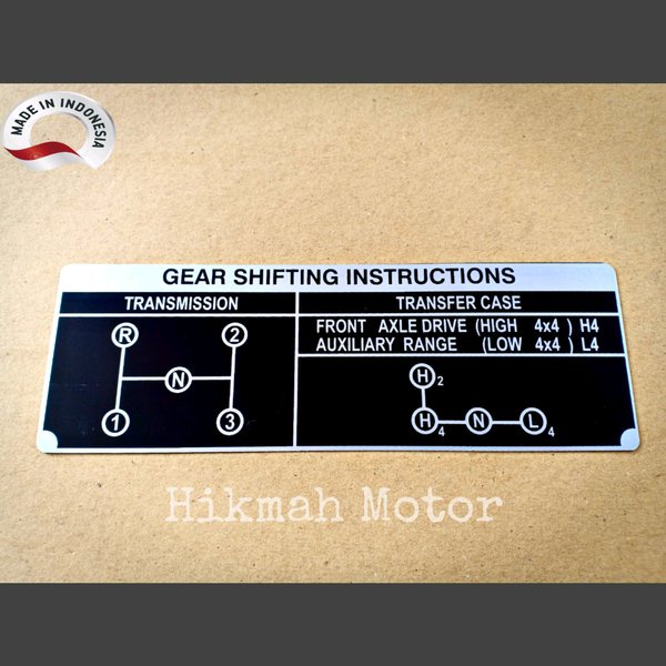 PLAT EMBLEM GEAR SHIFTING INSTRUCTION 3 SPEED TOYOTA LANDCRUISER HARDTOP FJ40SERIES