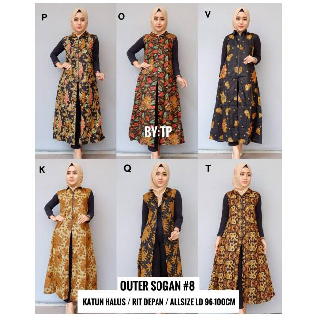 BAJU WANITA CARDIGAN OUTER WANITA LONG CARDI BATIK OUTER SOGAN RESLETING DEPAN OUTER KONDANGAN