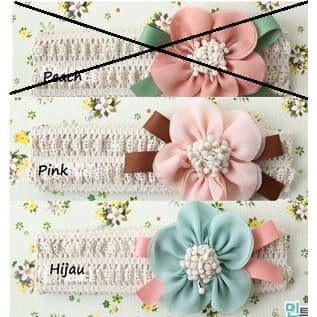 Headband Bayi Green Flower/Bando Bayi Bunga Pinky