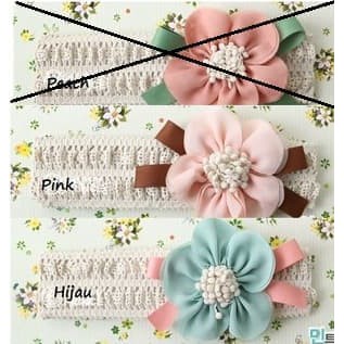 Headband Bayi Green Flower/Bando Bayi Bunga Pinky