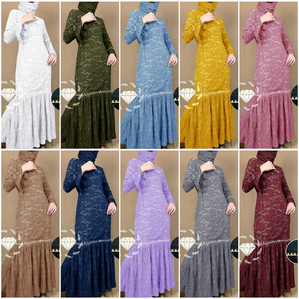 Gamis Nurhaliza Duyung Brukat Jumbo / Maxi Brokat Jumbo Pesta Kondangan Premium