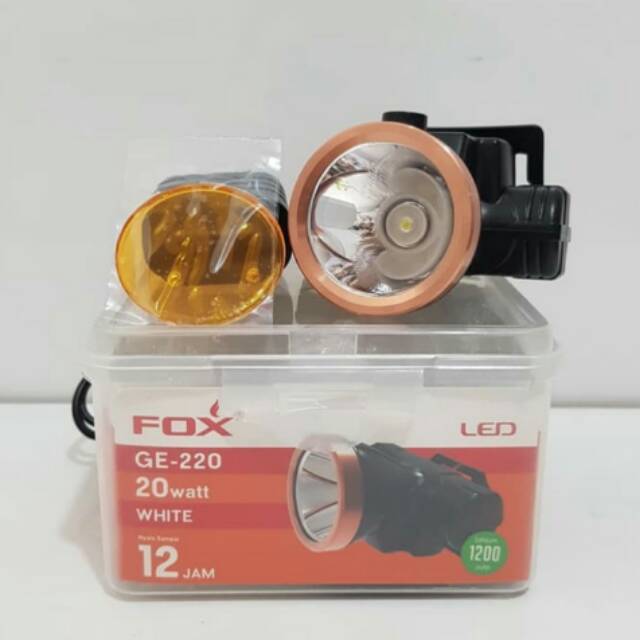 SENTER KEPALA CAS FOX 20 WATT LENSA KUNING LENSA PUTIH