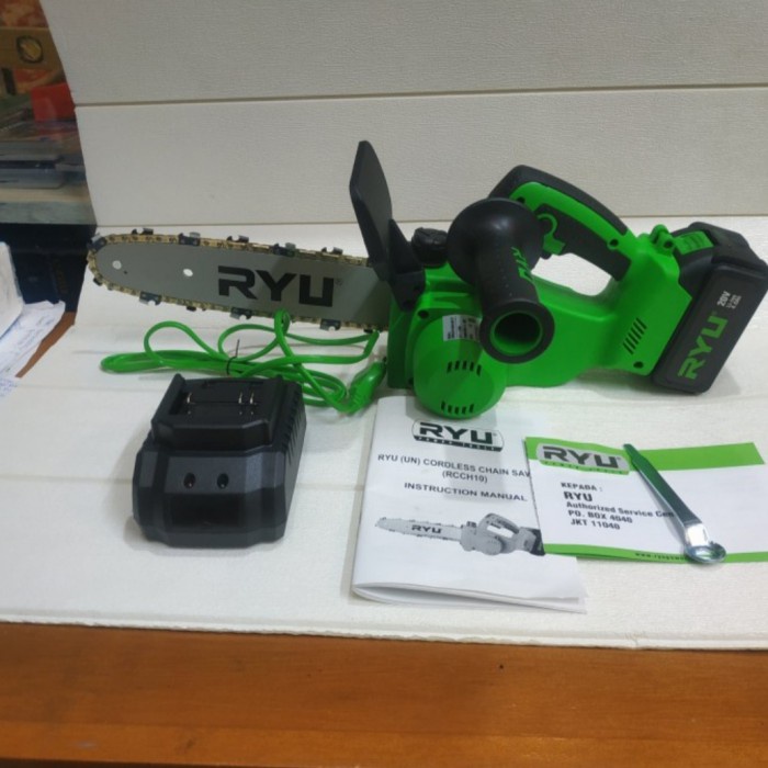 Mesin gergaji Batrai 10 inch RYU RCCH10 20 volt