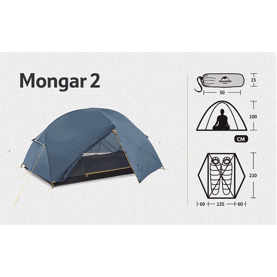 NATUREHIKE Mongar Waterproof Ultralight 2 Person Tent - NH19M002-J