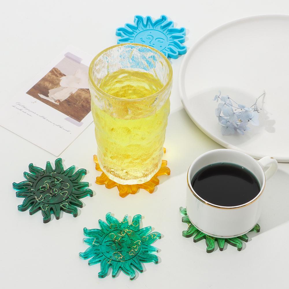 R-flower Sun Moon Coaster Alas Gelas Kristal Exploding DIY