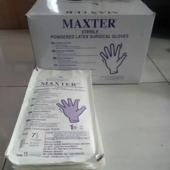 Sarung Tangan Maxter Sterile Handscoon Steril Latex Glove / Box