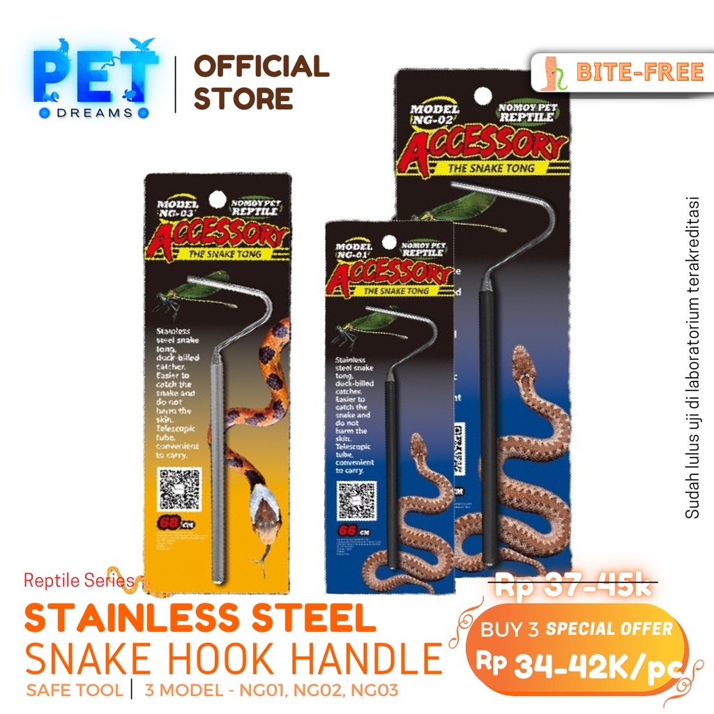 SNAKE HOOK TONGKAT PENGAIT ALAT PENANGKAP PEGANG ULAR RETRACTABLE STAINLESS STEEL STIK REPTIL