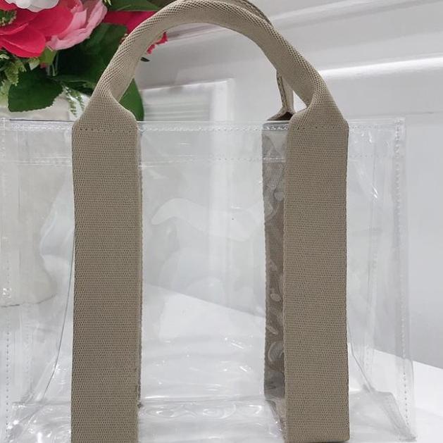 ☃ Tas mika transparan clear bag tote bag premium - Merah ✯