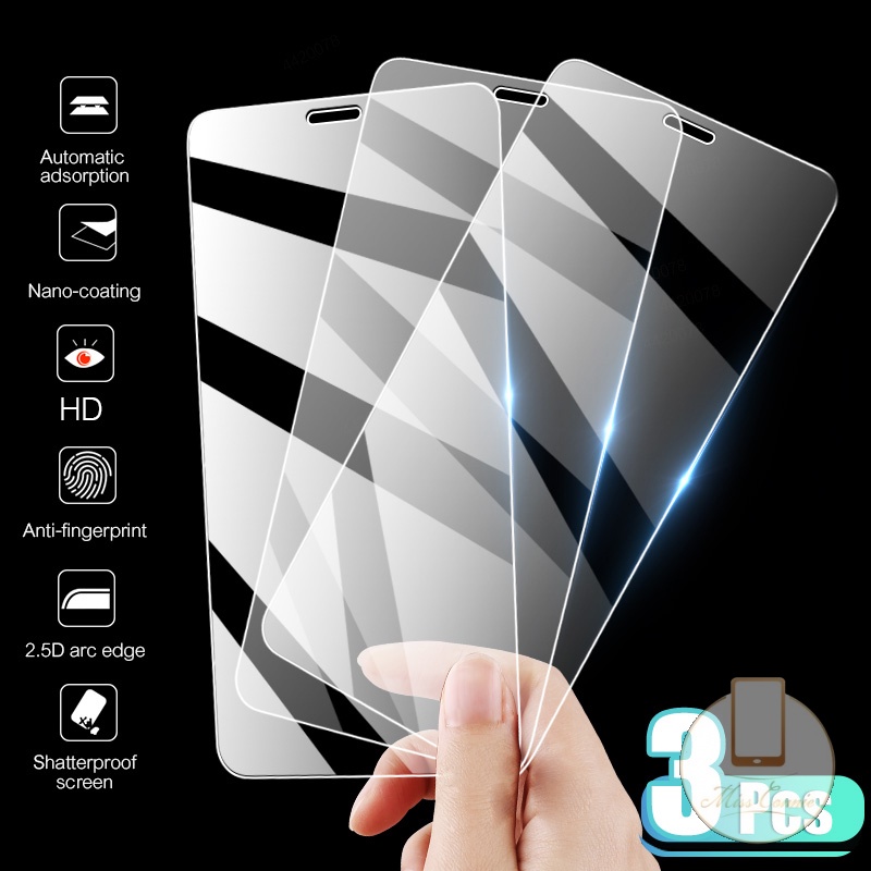 1-3pcs Pelindung Layar Tempered Glass 9d Putih Untuk Iphone 6 / 6s / 7 / 8 Plus / X / Xr / Xs Max / Se 2020 / 11 / 12pro Max / 13pro