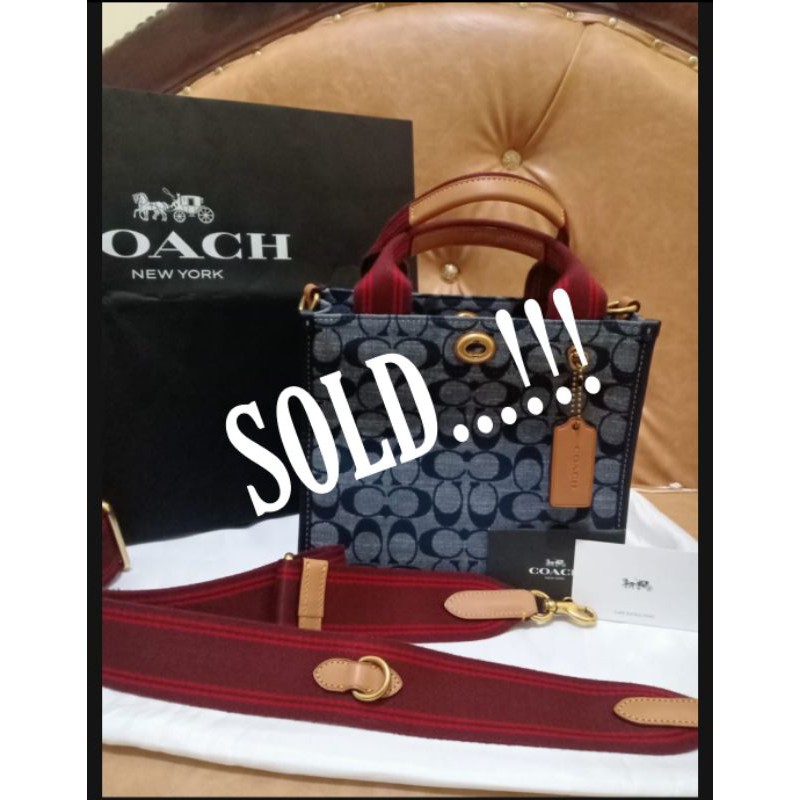 SOLD preloved coach tote signature chambray denim ori