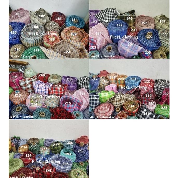 BAHAN KAIN KASMILON AKLIRIK MOTIF CORAK KOTAK KOTAK SERAGAM SEKOLAH