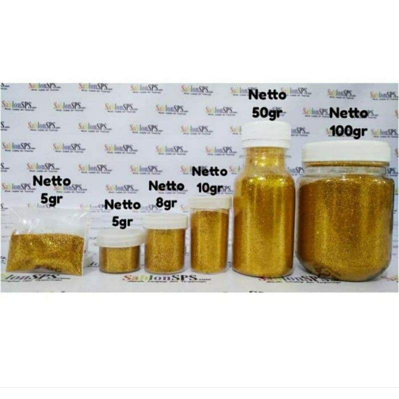 Bubuk Gliter Emas / Gold Glitter Powder 5gr Zip-lock 5 BUNGKUS