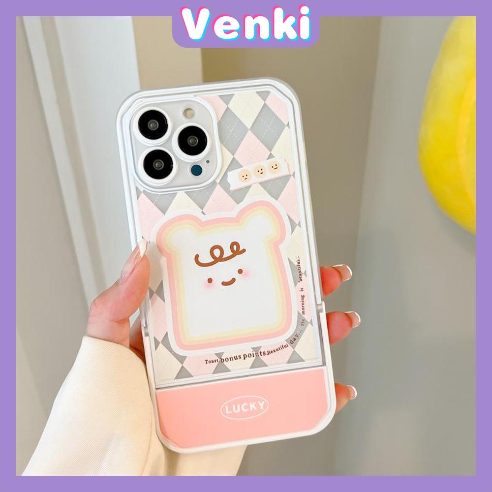 iPhone Case Acrylic Invisible Folding Stand Silicone Soft Case Airbag Shockproof Cover Camera Toast Cartoon Cute Compatible For iPhone 11 Pro Max 13 Pro Max 12 Pro Max 7Plus xr XS Max