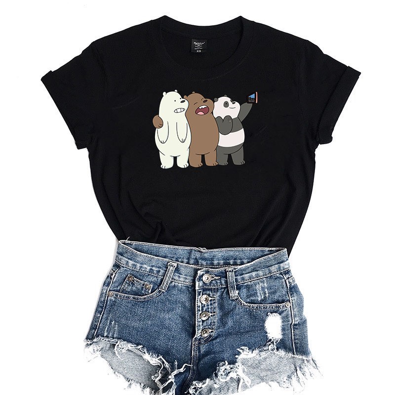 kaos three bare bear selfie / kaos wanita / KATUN 24S