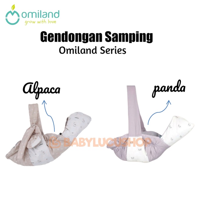 OMILAND Gendongan Samping Panda Series Abu + Topi Print OBG2311