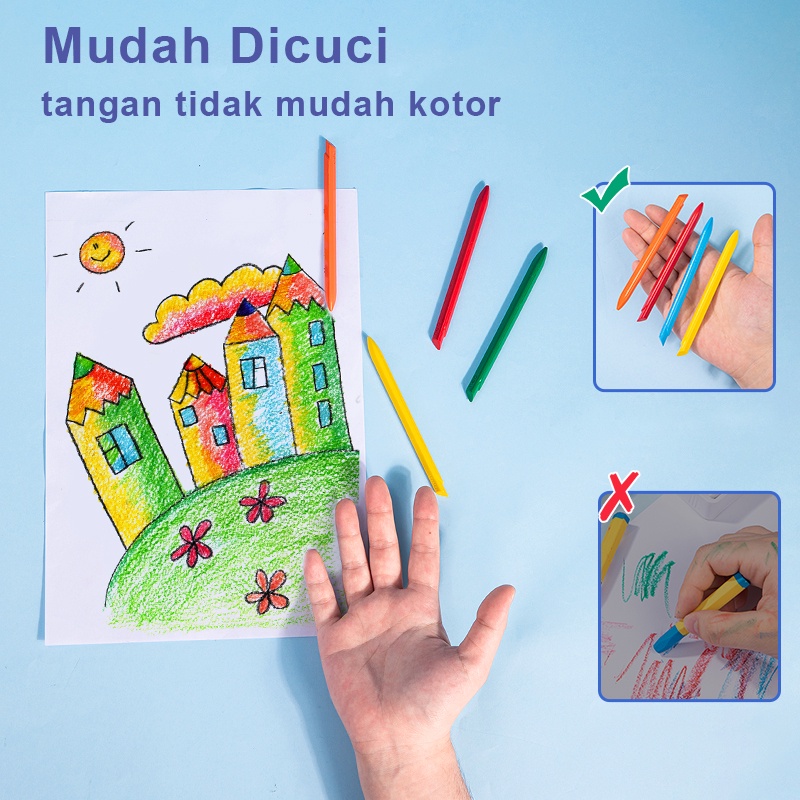 Deli Crayon 24 Warna Crayon Set Krayon Set Crayon Anak Warna Cerah Bentuk Segitiga Krayon Oil Pastel