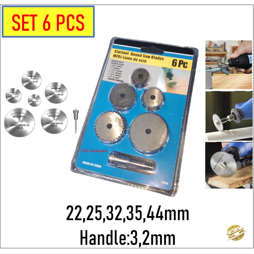 Mata Mini Grinder Set 6pcs Mata Bor Potong Gergaji Kayu Mini Tuner Bit