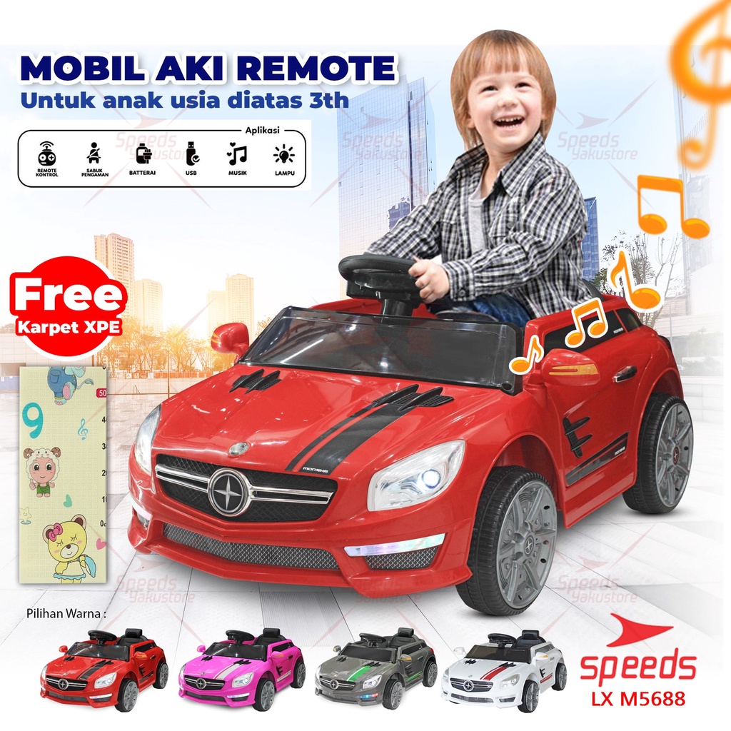 Mainan Anak Mobil Aki Anak Mobil Anak Remote Control Ban Karet Model Mercedes Original PMB M5688