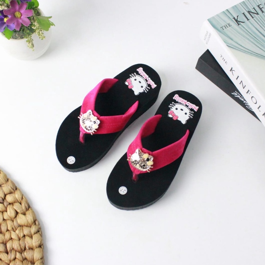 Sandal Wedges Anak Perempuan Motif Helokiti Terbaru