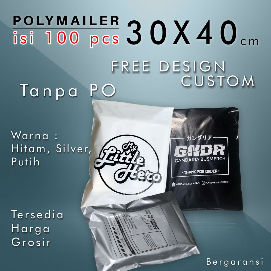 Jual Polymailer Sablon 30x40 Custom Plastik Packing Lem Amplop 100pcs Cetak Amplop Pe Kuat Free 0081