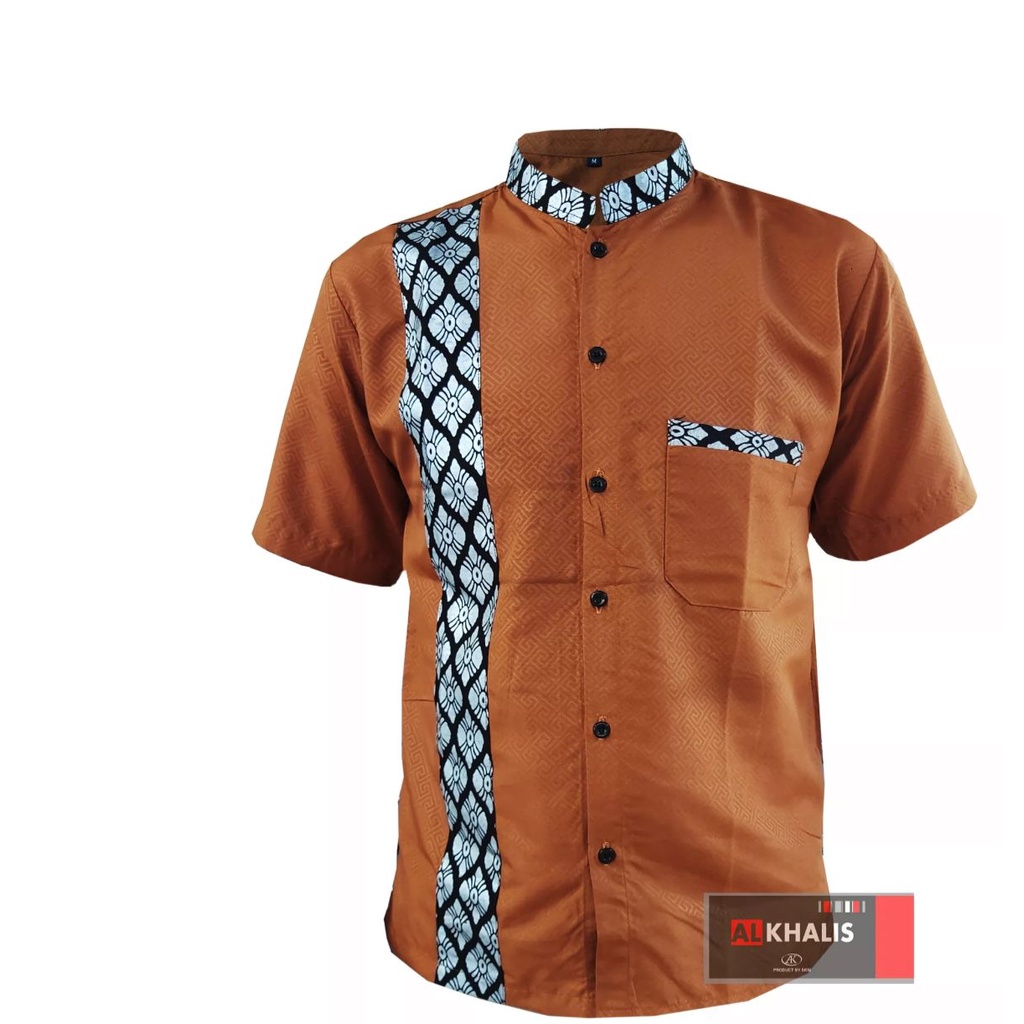 Kemeja Kokoh Erlangga / Baju Kokoh kombinasi Batik / Baju Muslim Pria Lebaran