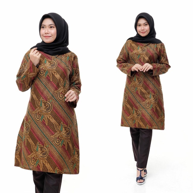 Dress Batik Atasan Wanita Seragam Kantor Kerja Outfit Dress Batik Atasan Wanita Seragam Kantor Kerja Outfit