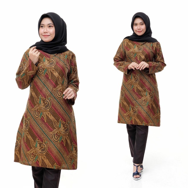 Dress Batik Atasan Wanita  Seragam  Kantor  Kerja Outfit 