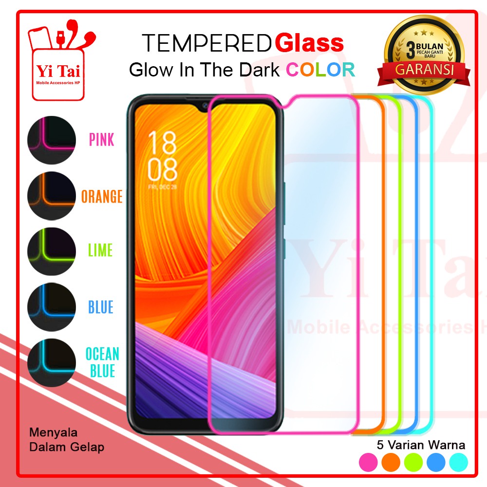 YI TAI TEMPER GLASS ANTI GORES SPY GLOW IN THE DARK REALME C11 2021 C12 C15 C20 - BD