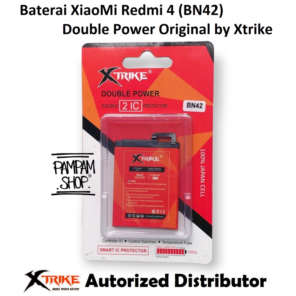 Baterai XTRIKE Double Power Original XiaoMi BN42 Redmi 4 Batre Batrai Battery Handphone HP Xiao Mi