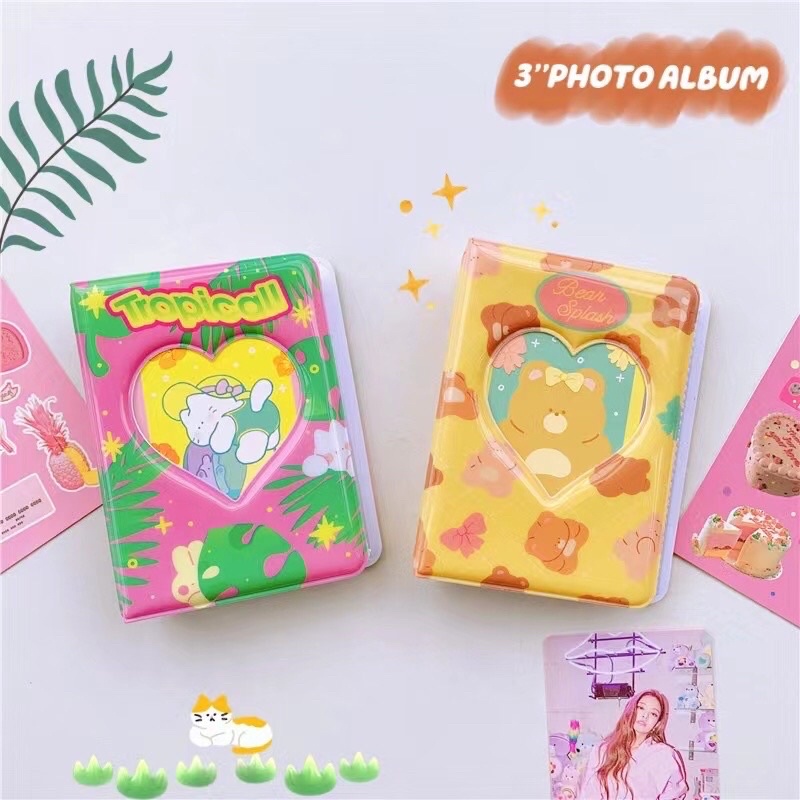 (ItsPico) Album Foto BKPOP 40 SLOT untuk LOMO CARD LUCU Motif Pink Bunny/ Purple Bear kolbuk 1p Pvc