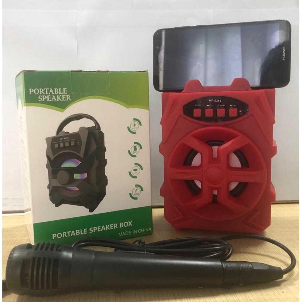 Speaker Bluetooth HF-S288 + Mic Karaoke Wireless Portable Speaker Kualitas Terbaik