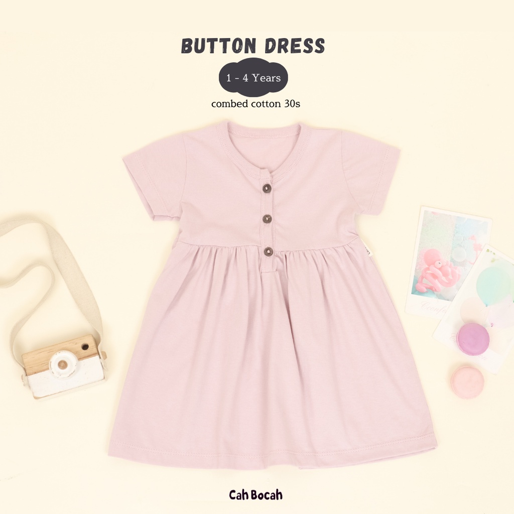 BUTTON DRESS BAJU ANAK DRESS KANCING FASHION ANAK PEREMPUAN 1 - 4 TAHUN