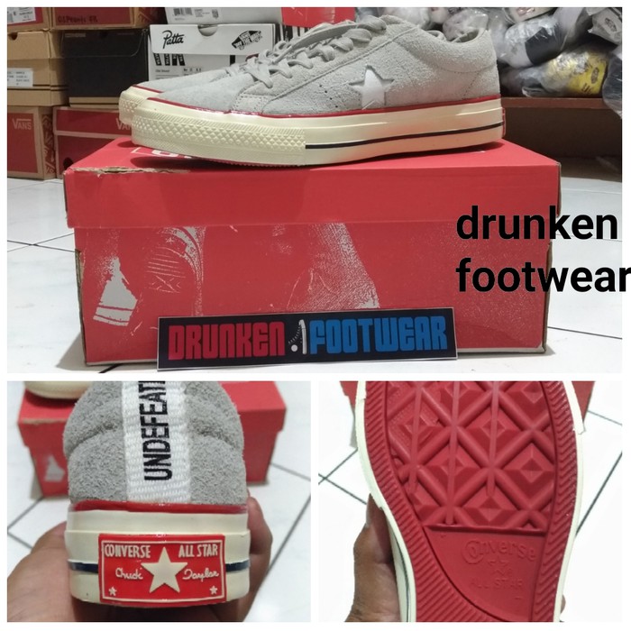 SEPATU CONVERSE ONE STAR GREY RED WHITE - ORIGINAL PREMIUM - ABU MERAH