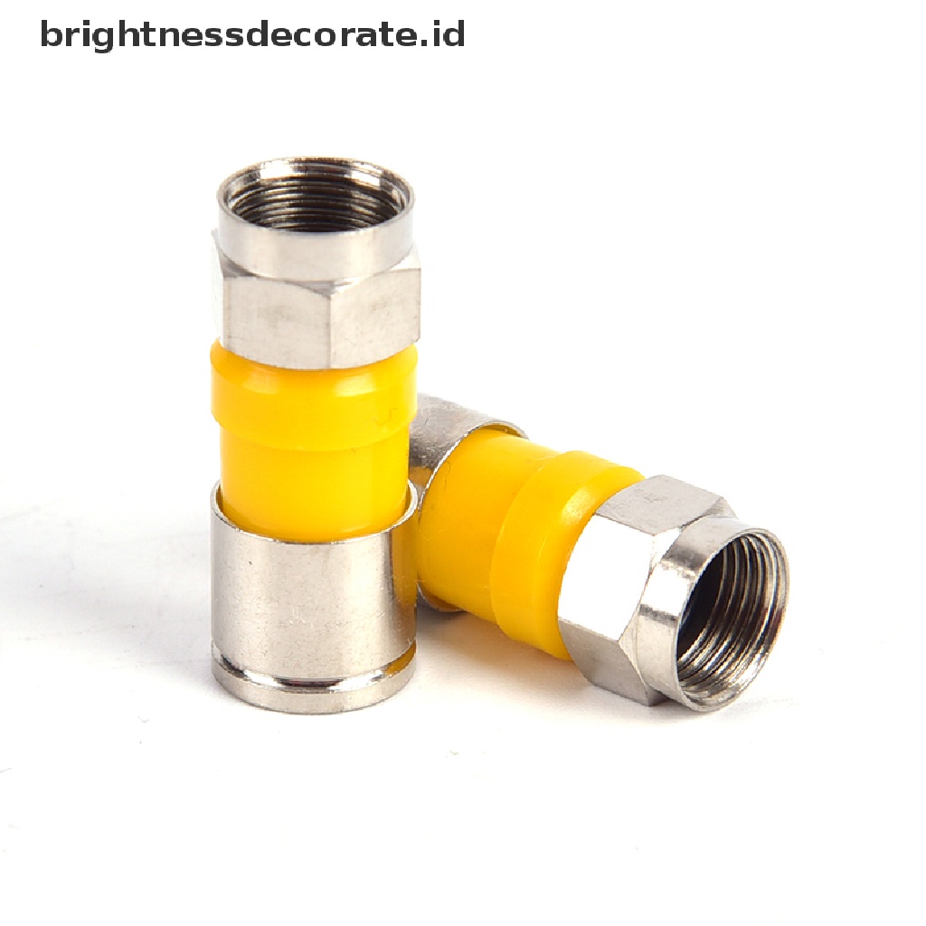 10pcs Rg6 Konektor Kompresi Tipe F Ukuran 2.8cm