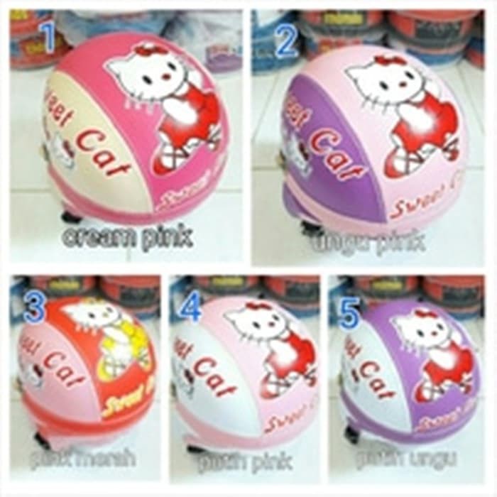 helm retro anak motif hello kitty / sweety cat/ helm sepeda