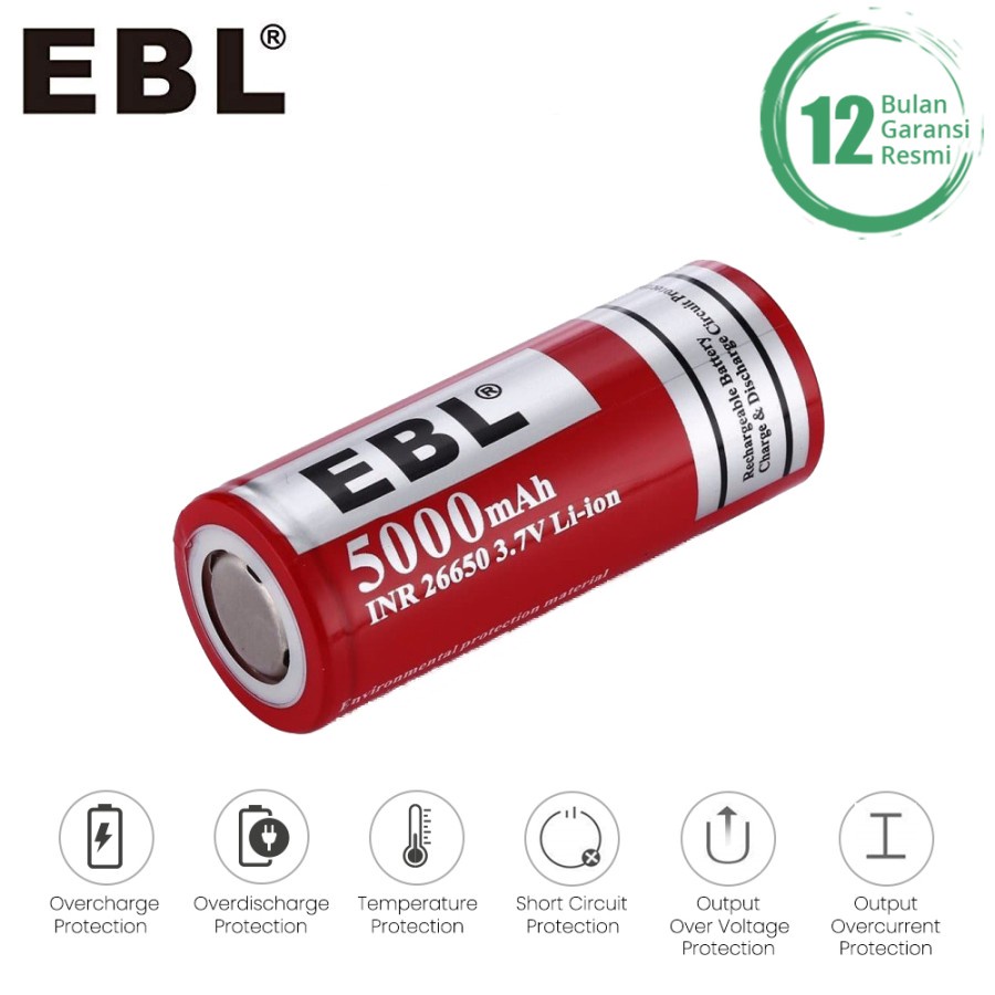 EBL 5000MAH BATTERY 26650 RECHARGEABLE BATTERY BATERAI SATUAN