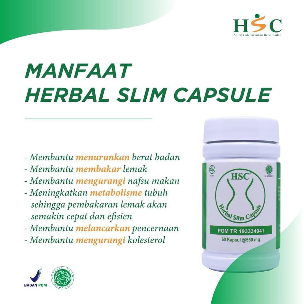 HSC pelangsing HSC herbal slim capsule HSC pelangsing herbal pelangsing herbal perut buncit 100% Ori