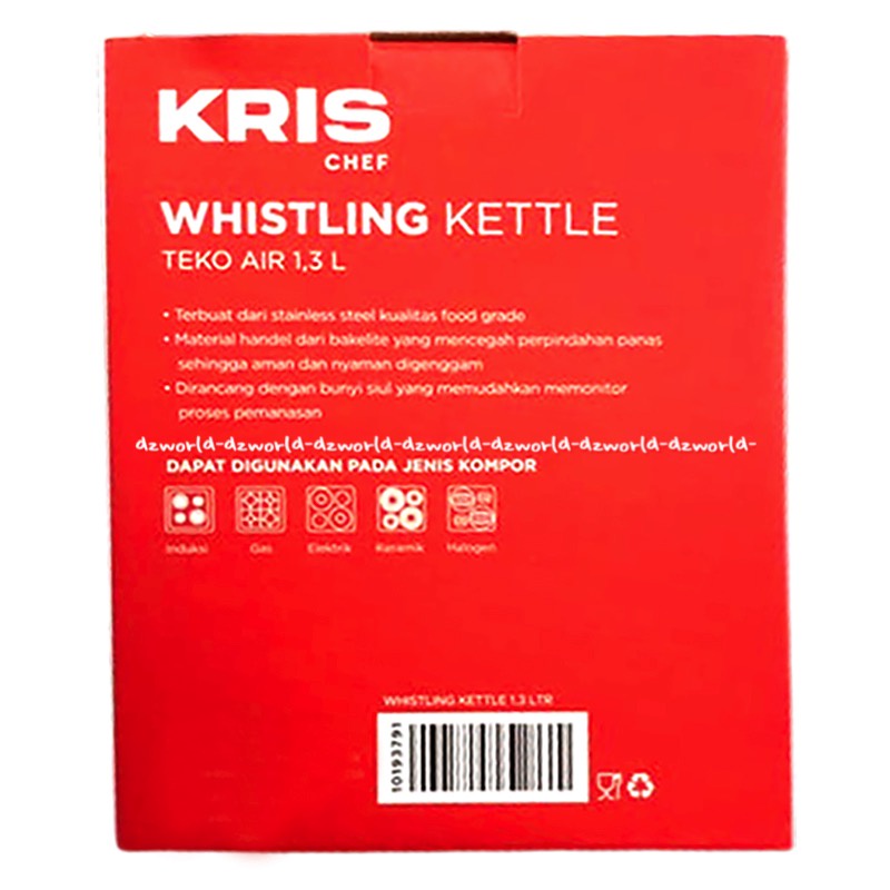 Krischef Whistling Kettle 1.3L Teko Cerek Masak Air Bunyi Pluit Kris Chef Wishling Ketel Bisa Berbunyi Jika Air Matang 1,3 Litter