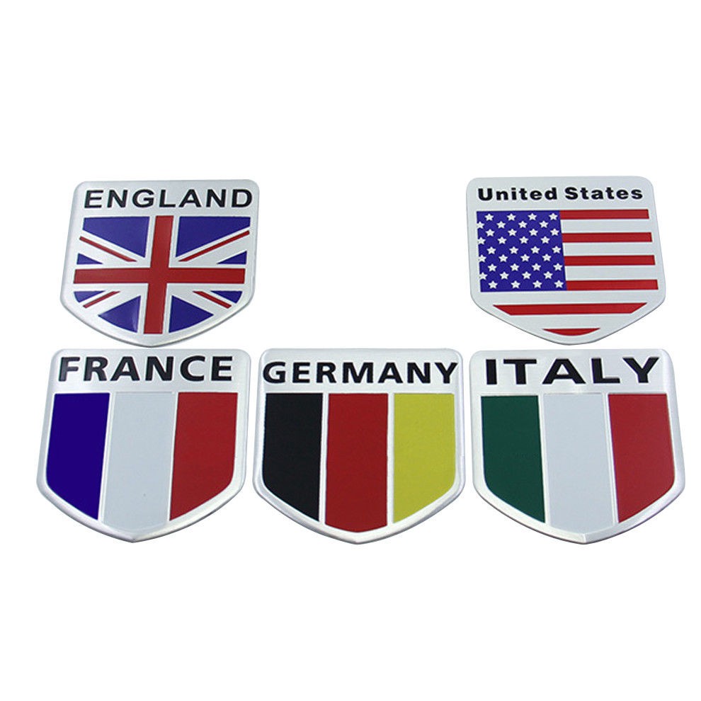 Stiker Bendera Italy England Germany / Stiker Mobil Motor / Stiker Metal Emblem Premium