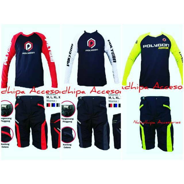 [COD] bayar ditempat  Jersey sepeda set celana Pading polygon hitam hijau dh