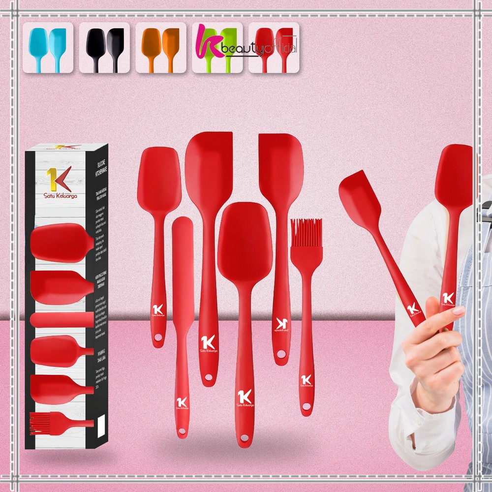 KB-C276 Spatula Silikon Tahan Panas Set 6IN1 Sutil Silicone Set Lengkap / Peralatan Dapur Kitchen Tool / Kitchen Utensil Set