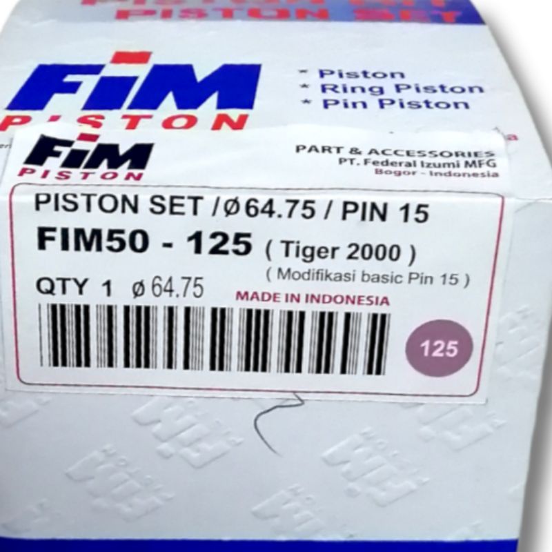 Piston seher kit tiger megapro gl pro neotech oversize 125 fim