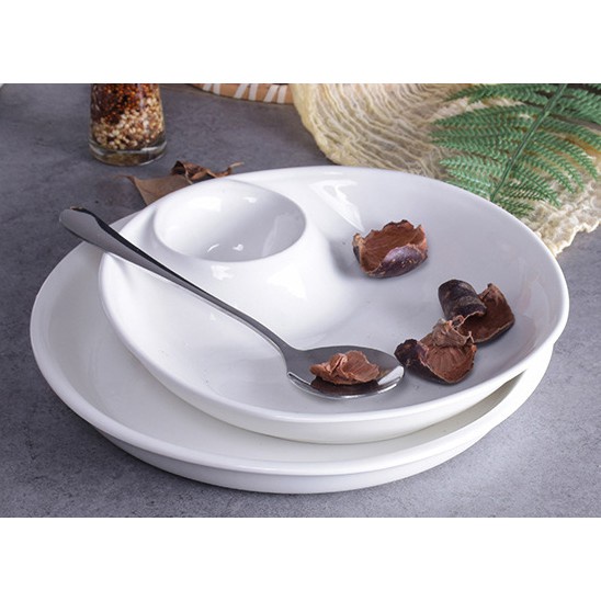 Piring Keramik Dengan Tempat Sambal Ukuran 30cm/12inch