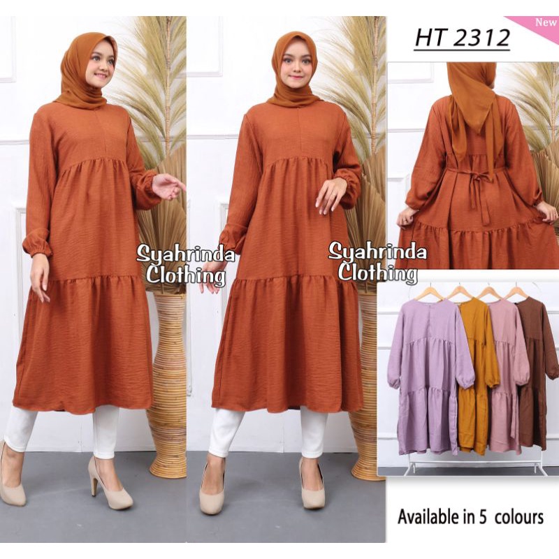 Midi Dress Muslim Korea Tunik Longdress Busui Korean Impor S M L XL XXL kringkel Premium Jescourt Collection