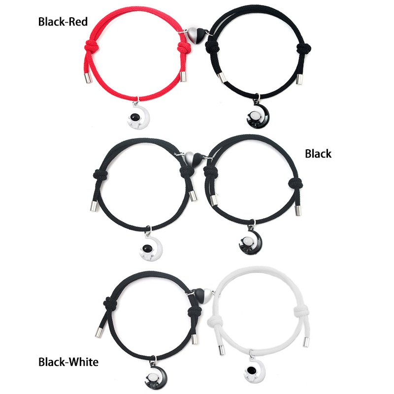 【COD】2 Pcs Gelang Couple Magnet Baru Astronot Bulan Hitam Dan Putih Cinta Untuk Pasangan