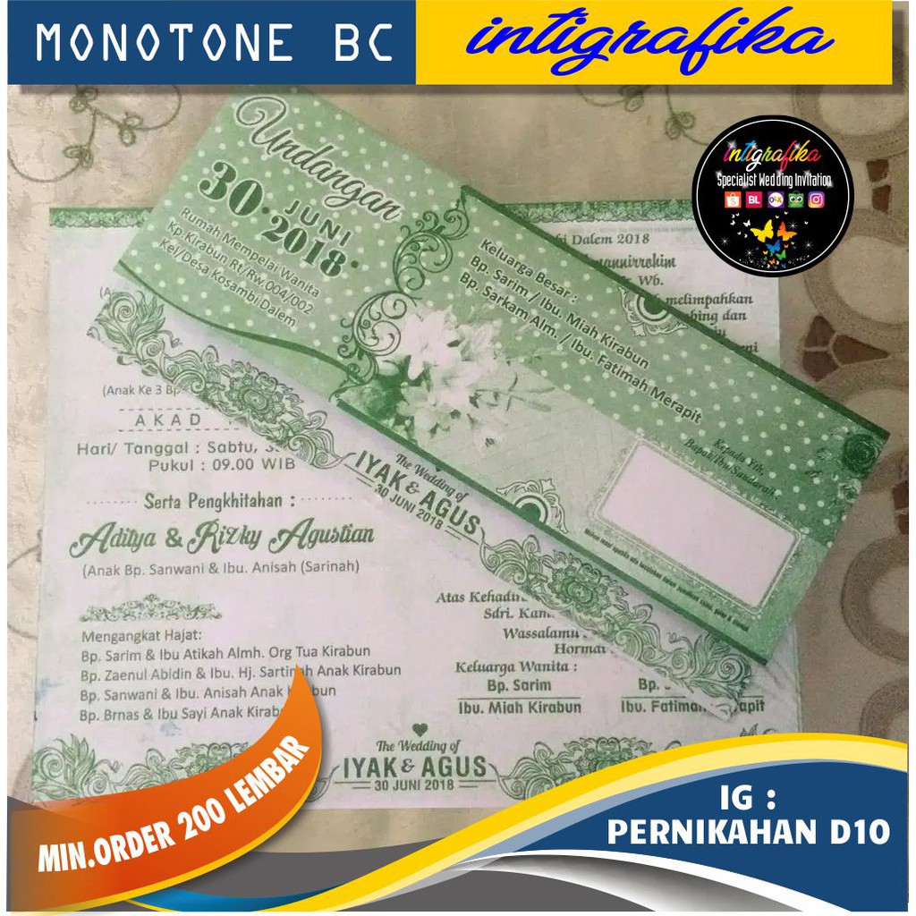 Undangan Pernikahan Murah cetak satu warana