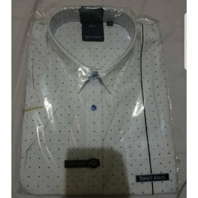 Kemeja Stanley Adams lengan pendek slim fit size 16 1/2 dan 17