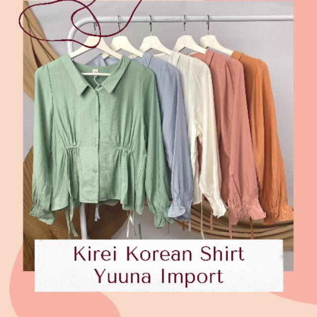 Kirei Korean Shirt (Kemeja Polos Lengan Panjang Import, Baju Wanita, Loose Bigsize, Hijab)